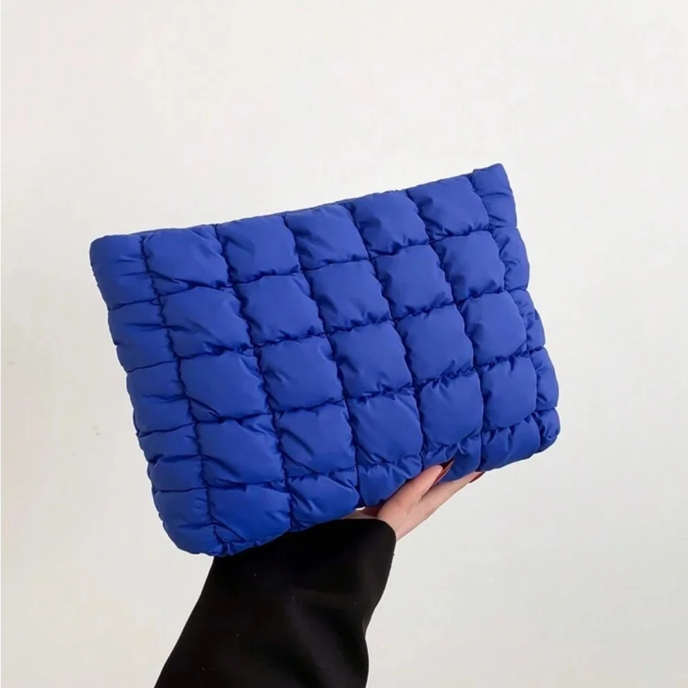 New! ‎ Royal Blue Multi-Purpose Puffer Cosmetic Bag / Clutch